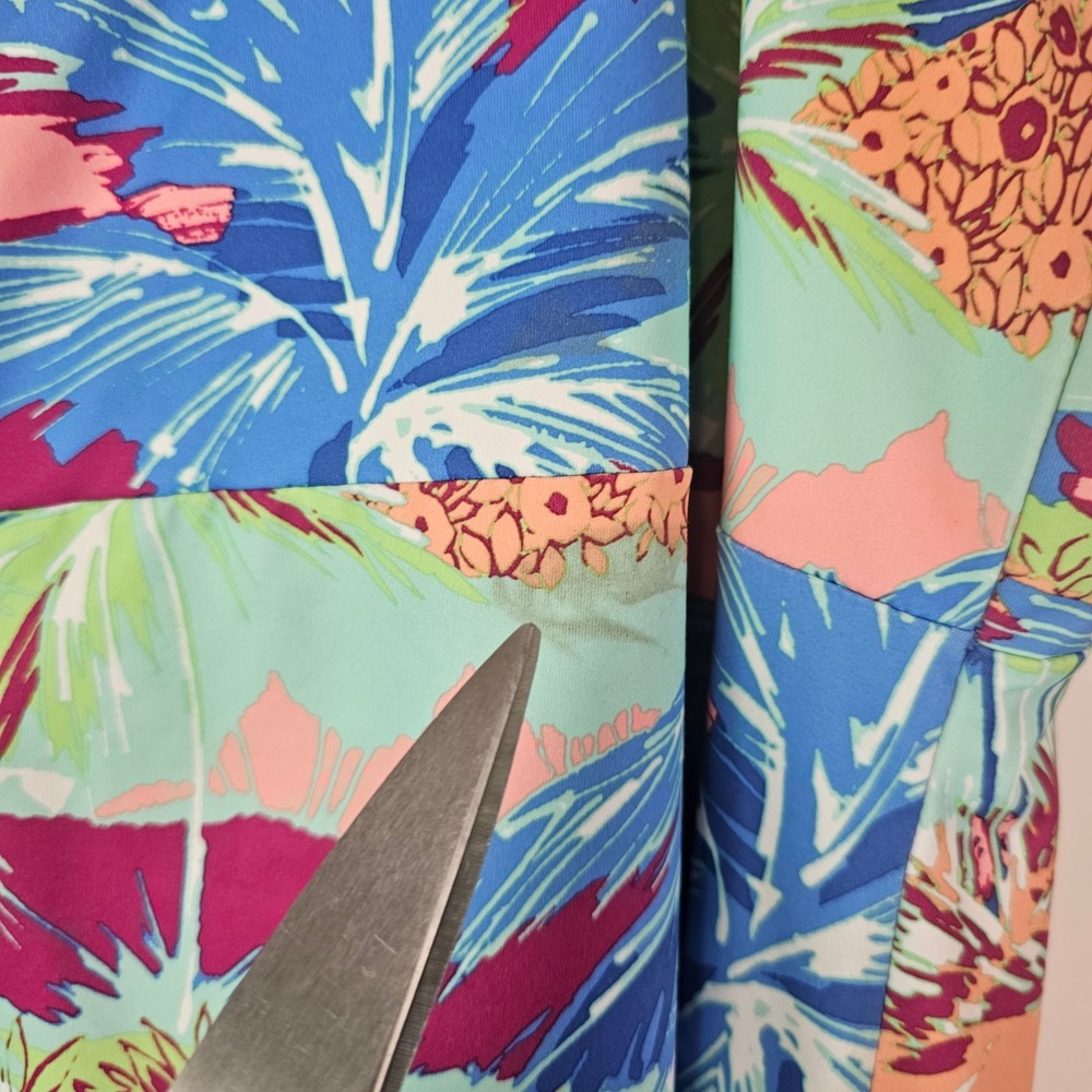 Columbia PFG Freezer Dress Womens XL Tropical Palm Print Blue Orange Sleeveless - Picture 4 of 9